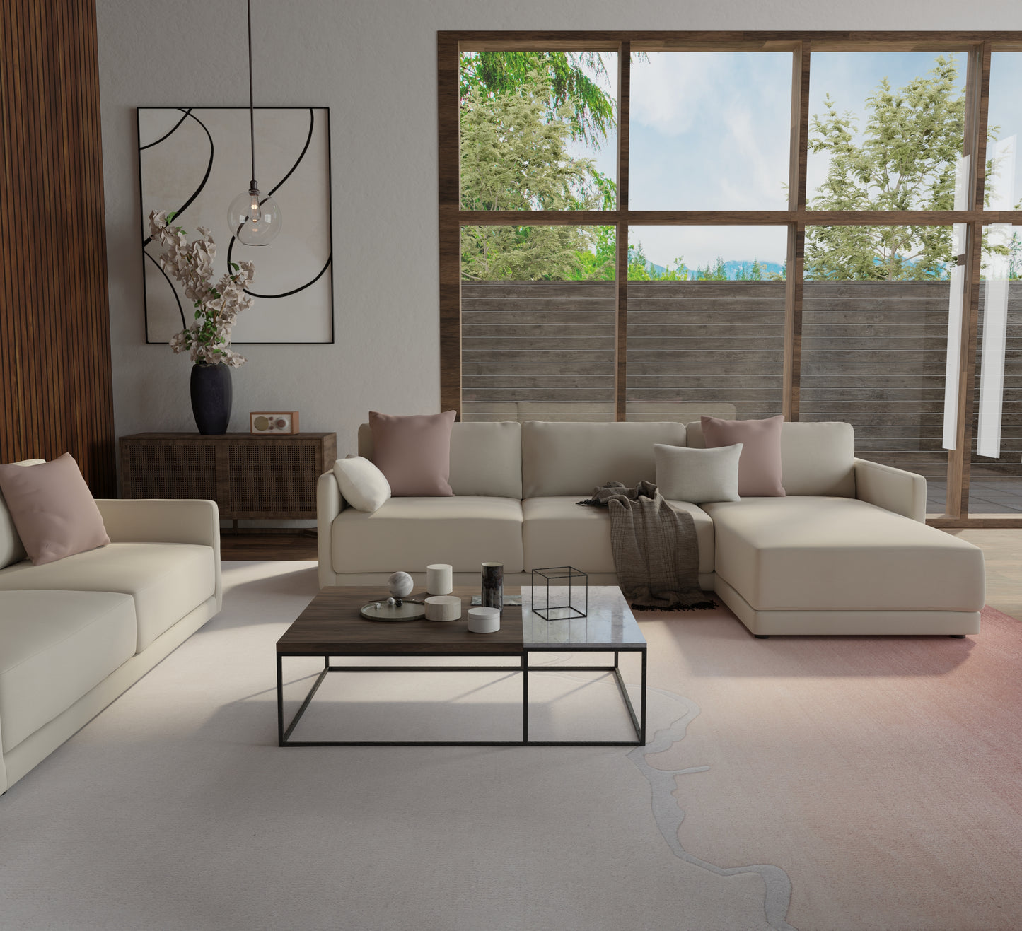 Katya Modern Gradient & Ombre, Pink/Ivory