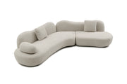 Modern Curved Modular Sofa, Boucle 5-Seater Sofa For Living Room, Bedroom, Beige Color, Crescent Shape And Butterfly Backrest Make The Whole Space Full of Curves, 2 Pillows,W2664S00049-W2664S00118