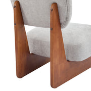 [Set of 2] Modern Grey Lounge Chair with Polyester Upholstery, Sturdy Wood Base With Walnut Finish, Minimalist and Stylish Accent Seating for Living Room, Bedroom, or Office