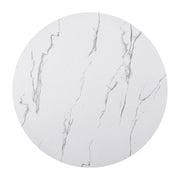 5 Piece Round Dining Table Set, Dining Table And 4 Upholstered Chairs For Dining Room, Kitchen Room, Living Room - White / Gray