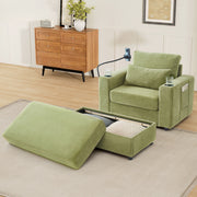 Modern Style Armchair Chaise Lounge Sofa Couch With Movable Storage Ottoman, USB Ports, Cup Holders, Phone Holder, Side Pockets