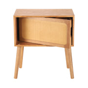 Rotating Hidden Compartment Nightstands, Mid Century Modern Concealment Furniture, Rattan Bed Side Table, Compartment End Table with Wood Legs, Bedside Tables for Bedroom, Living Room, Dorm, Natural