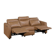 Modern Brown Power Recliner Sofa Set 3pc Sofa Loveseat Chair USB Ports Zero Wall Reclining Design Faux Leather Upholstery Furniture