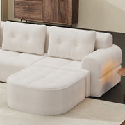 Modular Sectional Sofa Couch with Chaise, Full-Foam Structure, Compression Packaging Design, Woven Texture Upholstery, Oversized Modern Sofa for Living Room
