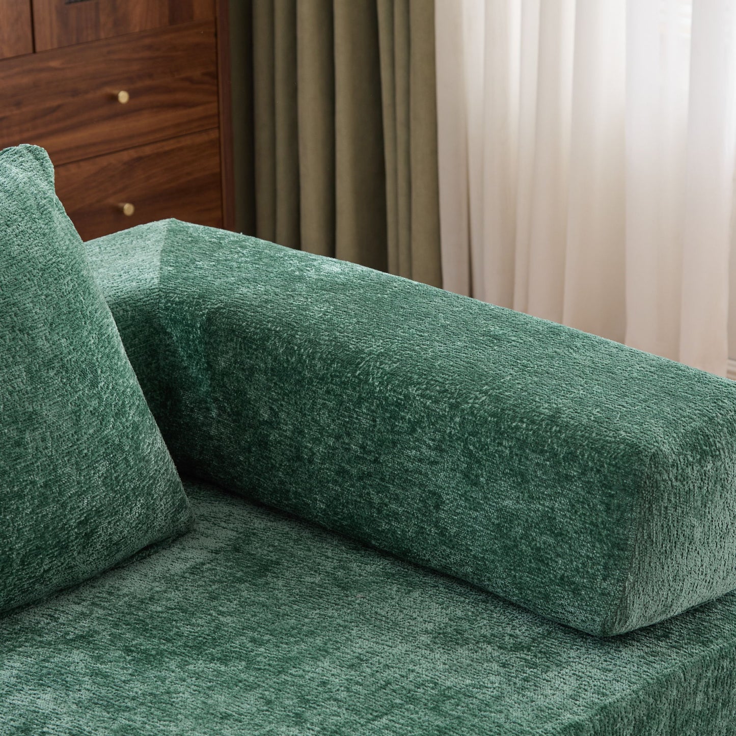 Convertible Floor Sofa Bed With Pillow Back Support Armrest
