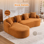 Boneless L-Shape Sectional Sofa with Curved Chaise,Orange Modular Chenille Compression Couch,30D High-Density Foam,Minimalist Modular Couches Sleeper for Living Room Bedroom Apartment Lounge.