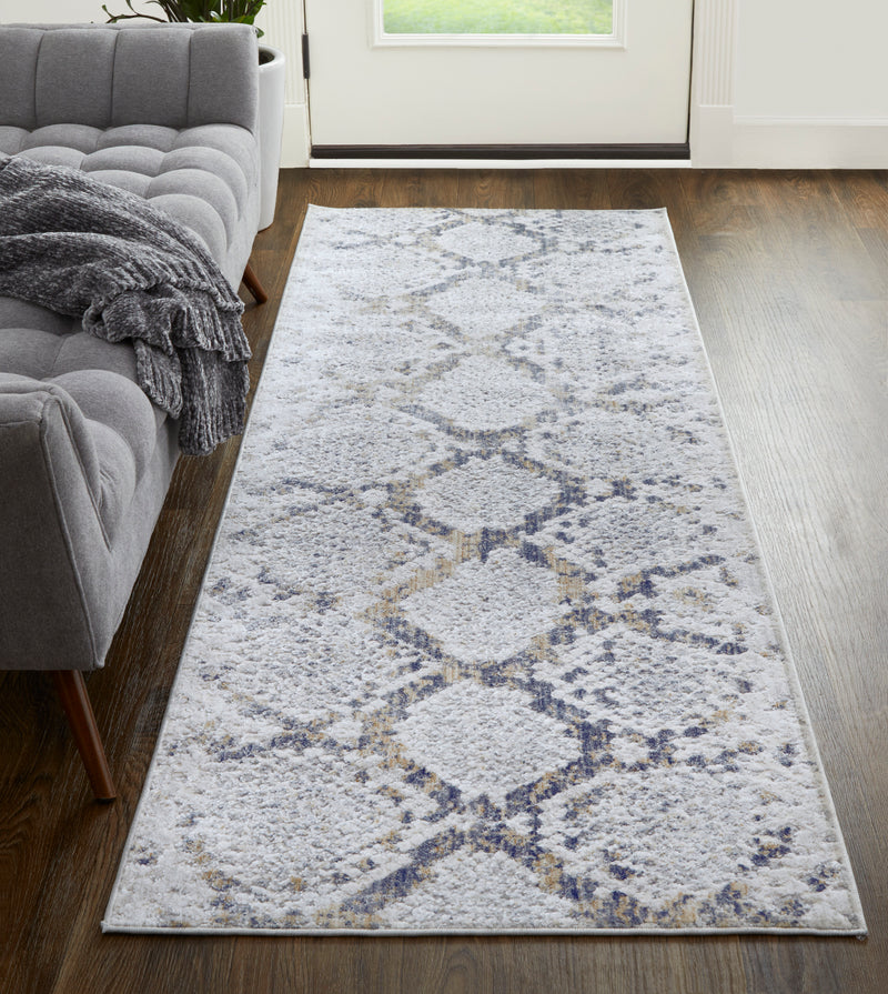 Laina Transitional Trellis & Lattice, Silver/Gray/Blue
