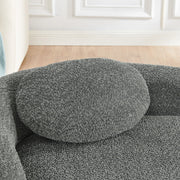 Modern Oval Single Lazy Sofa Chair with Integrated Backrest, Side Armrest and Pillow, Compact Space-Saving Lounge Chair for Living Room Bedroom-Dark Gray