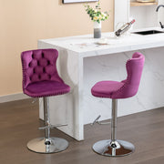 Swivel Barstools Adjusatble Seat Height From 25-33", Modern Upholstered Base Bar Stools With Backs Comfortable Tufted For Home Pub And Kitchen Island (Set of 2)