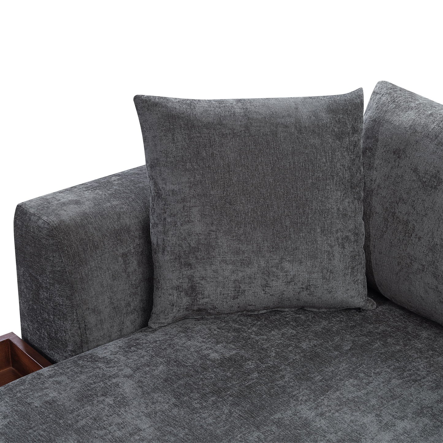 Modern L Shaped Sectional Sofa With Upholstery And Wooden Storage
