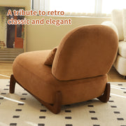 Cute Accent Chair with Solid Wood Legs, Living Room Chair with Soft fabric Cushion, Cozy Bedroom Chair, Comfy Armless Reading Chair for Apartment, Waiting Room, Balcony (Caramel)
