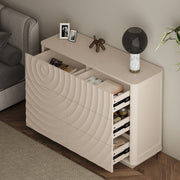 6 Drawer Dresser for Bedroom, 46.5' Wide Modern Large Chest of Drawers with Handle Free & Ripple Design,Wooden Clothes Storage Organizer for Closet, Nursery, Living Room, Apartment,warm Off-White