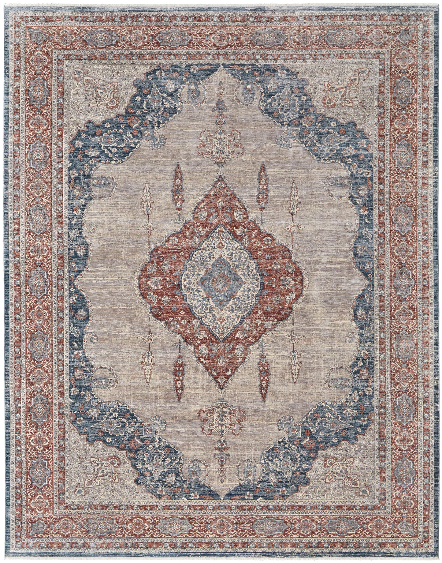 Marquette Transitional Medallion, Gray/Red/Blue