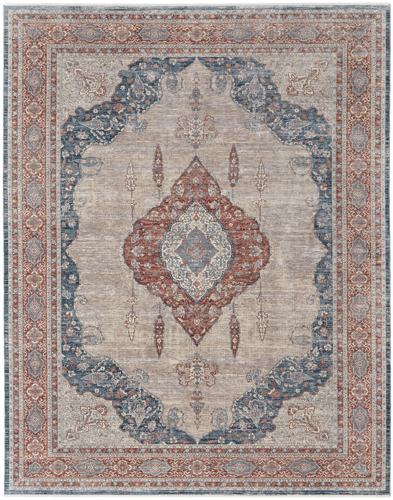 Marquette Transitional Medallion, Gray/Red/Blue