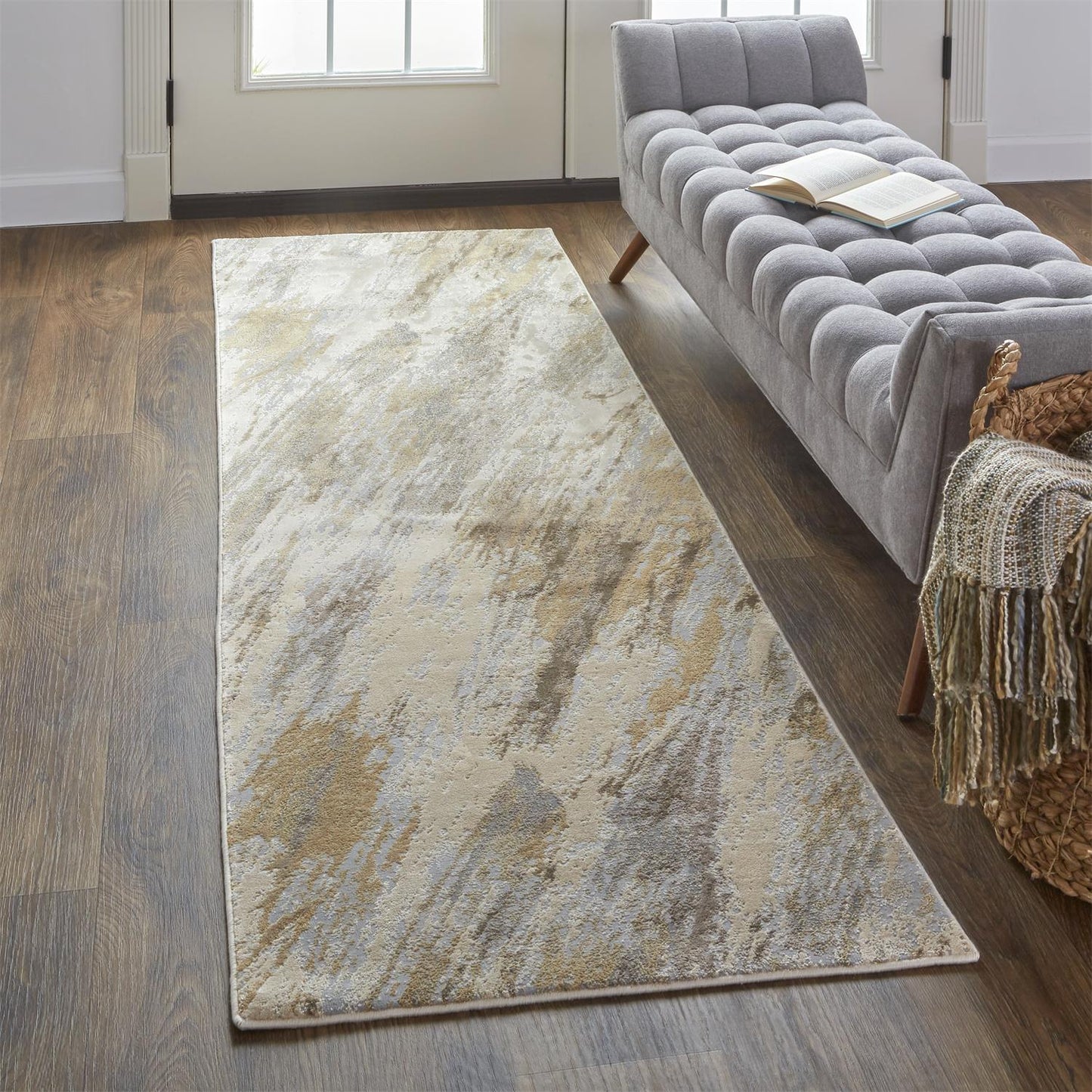 Parker Transitional Abstract, Ivory/Tan/Brown