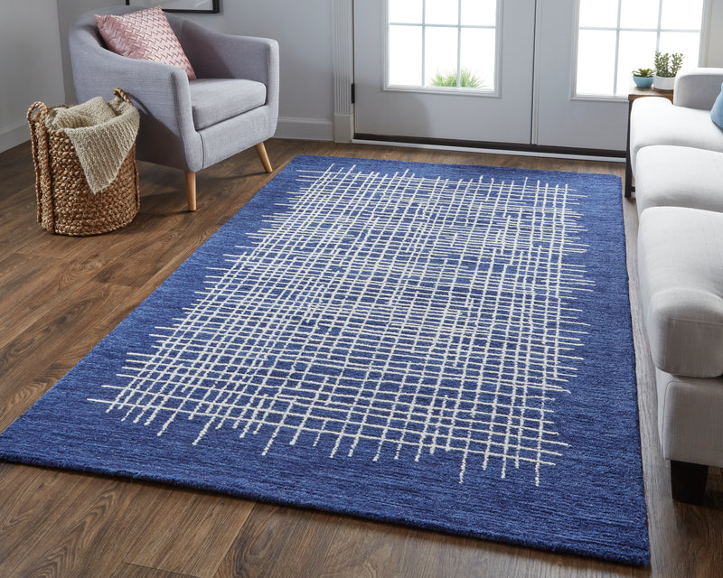 Maddox Transitional Abstract, Blue/Ivory