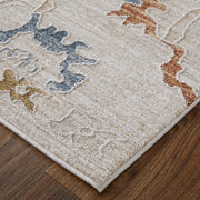 Pasha Transitional Floral & Botanical, Ivory/Blue/Gold