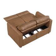 Modern Brown Power Recliner Sofa Set 3pc Sofa Loveseat Chair USB Ports Zero Wall Reclining Design Faux Leather Upholstery Furniture