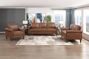Sofa Set 3pc Sofa Loveseat Chair Chocolate Faux Leather Upholstered Nailhead Trim Plywood Frame Traditional Living Room Furniture