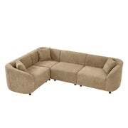 L-Shaped Curved Contemporary Sectional Sofa in Camel: Plush 4-Seater, Sculptural Design & Premium Bouclé Upholstery – Modern Luxury for Spacious Living