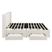 Large-capacity upholstered storage bed with drawers,Beige,King