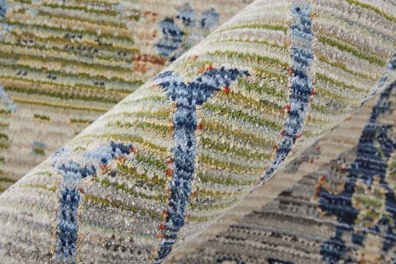 Melrose Transitional Distressed, Ivory/Green/Blue