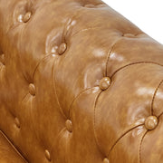 SOFA 2 Piece PU Sofa Set for Living Room,Traditional Tufted Couch with Rolled Armrests,Removable Cushions,High Resilience Foam Seating and Wooden Legs,Camel Brown Furniture Set