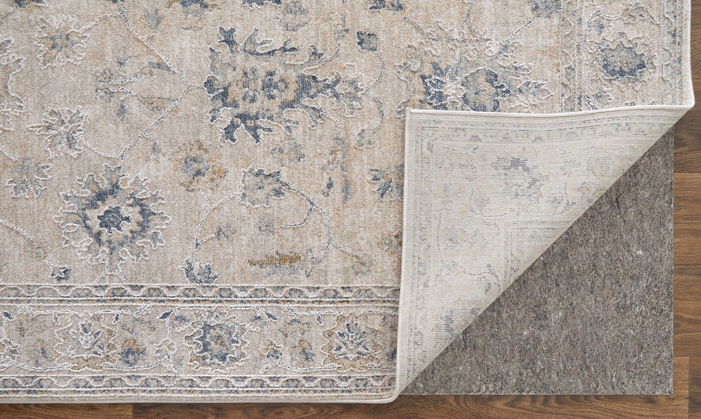 Pasha Transitional Floral & Botanical, Ivory/Taupe/Blue