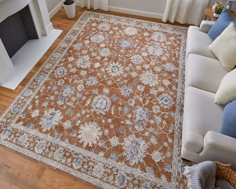 Pasha Transitional Floral & Botanical, Red/Ivory/Blue