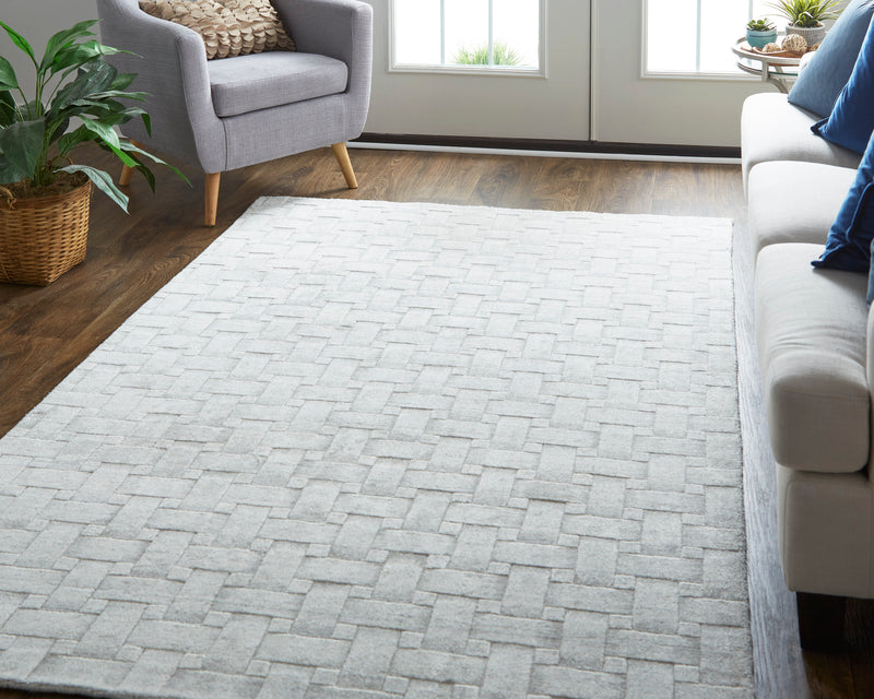 Redford Transitional Solid, White/Silver