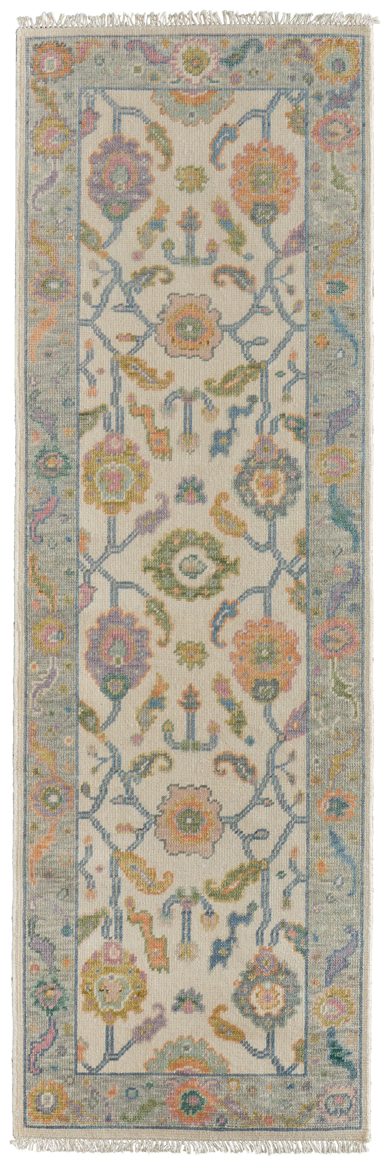 Karina Transitional Floral & Botanical, Ivory/Orange/Blue