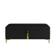2-Pieces Bedroom Sets,Queen Size Upholstered Platform Bed with Hydraulic Storage System,Storage Ottoman with Metal Legs,Black(Old SKU:N733S207778B)