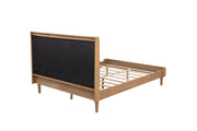 Queen Size Wood Bed with Piano Key Style Upholstered Headboard , Wood Bed with Strengthened Bed Frame ,Wheat (old sku:W504S00257)