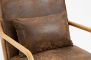 Mid Century Modern Accent Chair with Solid Wood Frame, Upholstered Living Room Chairs with Waist Cushion, Reading Armchair for Bedroom Sunroom