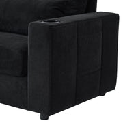 Modern Style Armchair Chaise Lounge Sofa Couch With Movable Storage Ottoman, USB Ports, Cup Holders, Phone Holder, Side Pockets