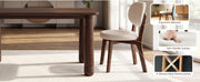 63' Solid Wood Dining Table Set with 6 Upholstered Chairs, Farmhouse Dinner Table Set of 7 Piece with Walnut Finish & Beige Chenille Seats, Heavy-Duty Support up to 1000 lbs, Easy Assembly
