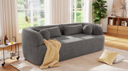[NEW]86' Chenille Boneless Couch, Upholstered Sofa with Pillows, No Assembly Curved Cloud Couch with High-Density Foam, 3-Seater Luxury Modern Compressed Sofa for Living Room&Apartment