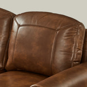 Classic Living Room Sofa Loveseat Faux Leather Couch,Rolled Arm Sofa with Nails,Solid Wood Legs,Upholstered Breathable PU Leather Brown.