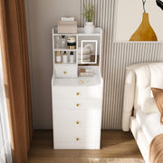 3 In 1 Dressing Table With LED Mirror & Storage Stool, Compact Makeup Vanity - White