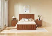 Queen Size Bed Frame with Storage, Mid-Century Modern Wood Platform Bed with Footboard Bench, Arched Panel Design, No Box Spring Needed, Walnut.