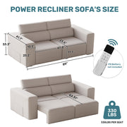 Power Reclining Sofa, Electric 3-Seat Recliner Sofa Modular Couch with Bluetooth stereo, Wireless Charging, Side Pocket, Power Recliner Couch for Living Room, Home Theater, Apartment