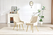 Leather Upholstered Modern Dining Chair with Diamond Tufted Button Back - Dining Room Negotiation Room Cafe Office Accent Chair (Off White, Set of 2)
