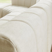 Modern Semi-Curved Modular Sectional Sofa, Vertical Stitched Chenille Soft Couch with Movable Adjustable Ottoman, Rounded Edge Wear-resistant All Season Comfort Floor Sofa for Indoor Use-Beige