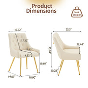 Leather Upholstered Modern Dining Chair with Diamond Tufted Button Back - Dining Room Negotiation Room Cafe Office Accent Chair (Off White, Set of 2)