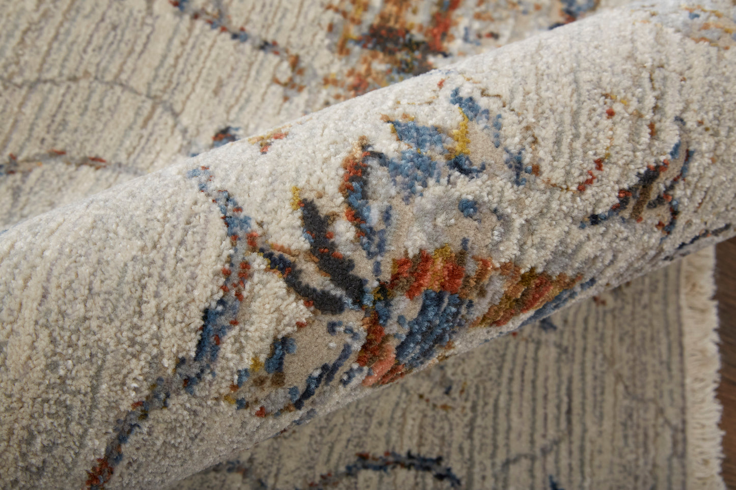 Kaia Transitional Floral & Botanical, Ivory/Orange/Blue