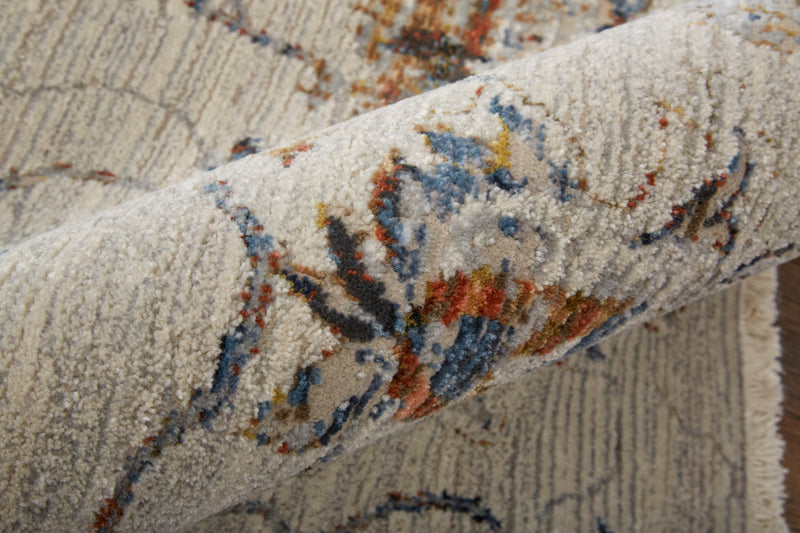 Kaia Transitional Floral & Botanical, Ivory/Orange/Blue