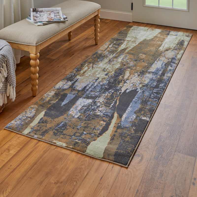 Clio Modern Abstract, Brown/Blue/Ivory