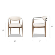 Artemis - Mixed Material Upholstered Dining Arm Chair - Warm White