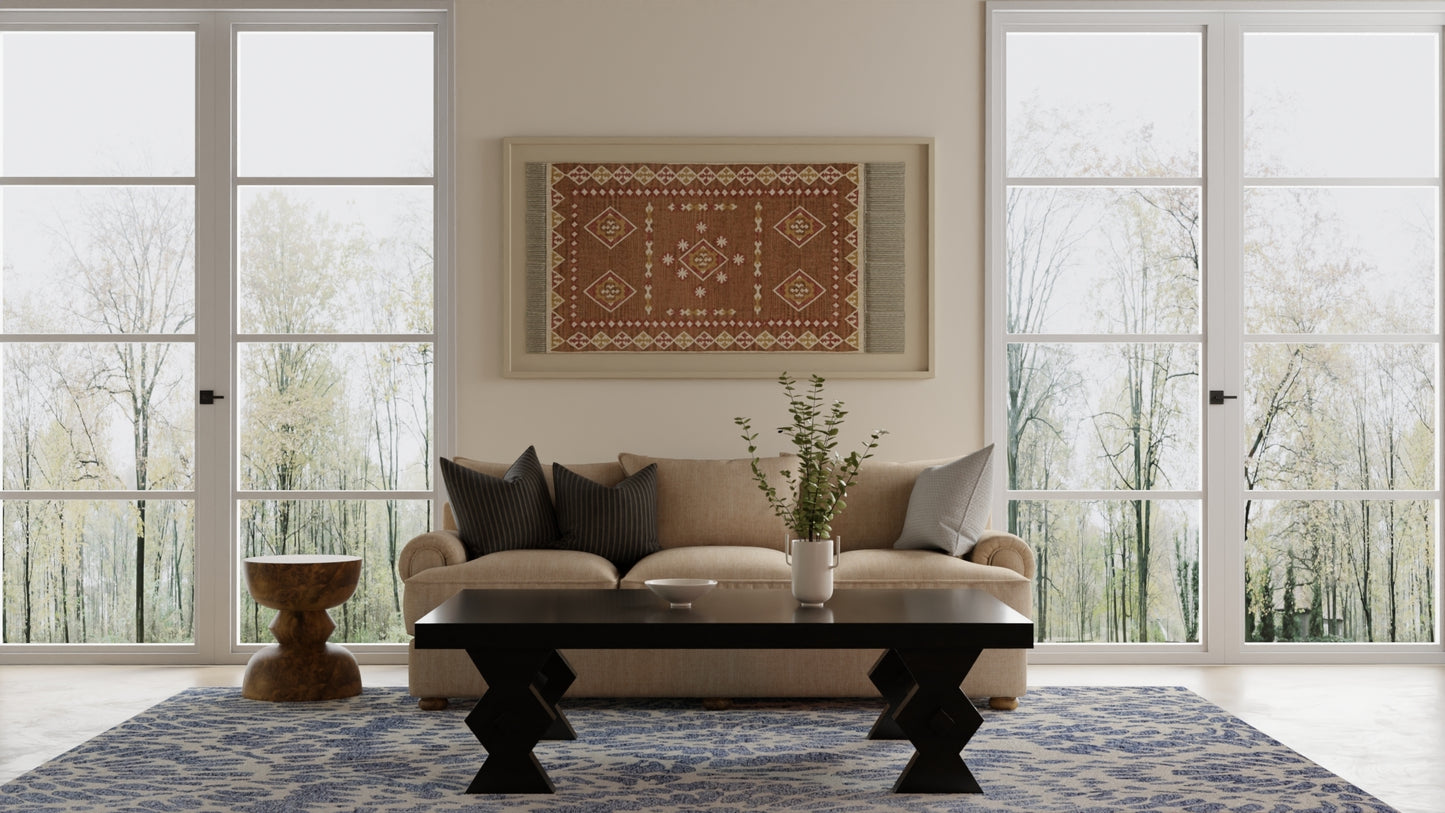 Wallace Modern Abstract, Blue/Ivory