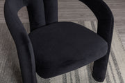 Contemporary Designed Velvet Fabric Upholstered Accent/Dining Chair /Barrel Side Chairs Kitchen Armchair for Living Room set of 2 (Black Velvet)